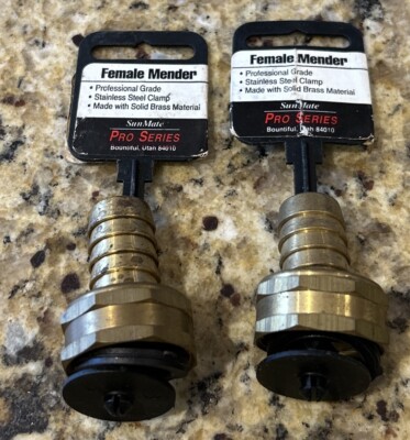 (2)- FEMALE 5/8'' Brass Garden Hose Menders SunMate NEW