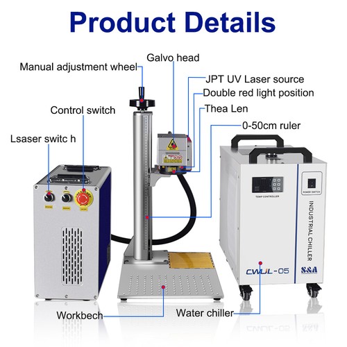 JPT 335-5W UV Laser Marking Engraver Machine for glass plastic Wood SAChiller US - Picture 3 of 23