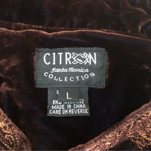 Chaqueta de terciopelo triturado con botones delanteros bordados mezcla seda citrón talla grande - Imagen 8 de 9