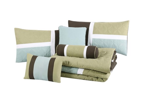 Chezmoi Collection Upland 7-Piece Quilted Patchwork Comforter Set, Coffee Bro... - Picture 8 of 9