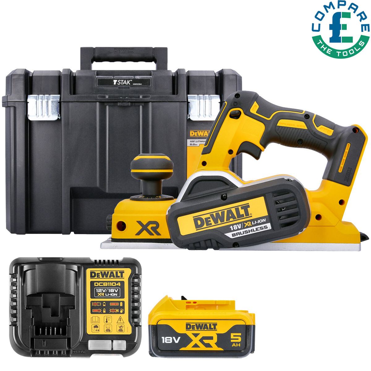 DeWalt DCP580N 18V XR Brushless Planer With x 5Ah Battery, Charger Case