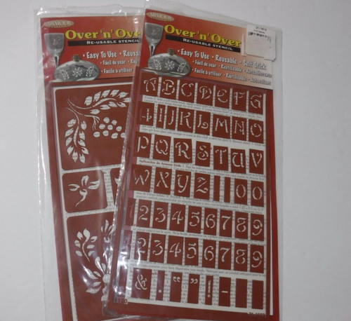 ARMOUR OVER N OVER REUSABLE GLASS ETCHING PAINTING STENCILS ~ Lot of 2 sets