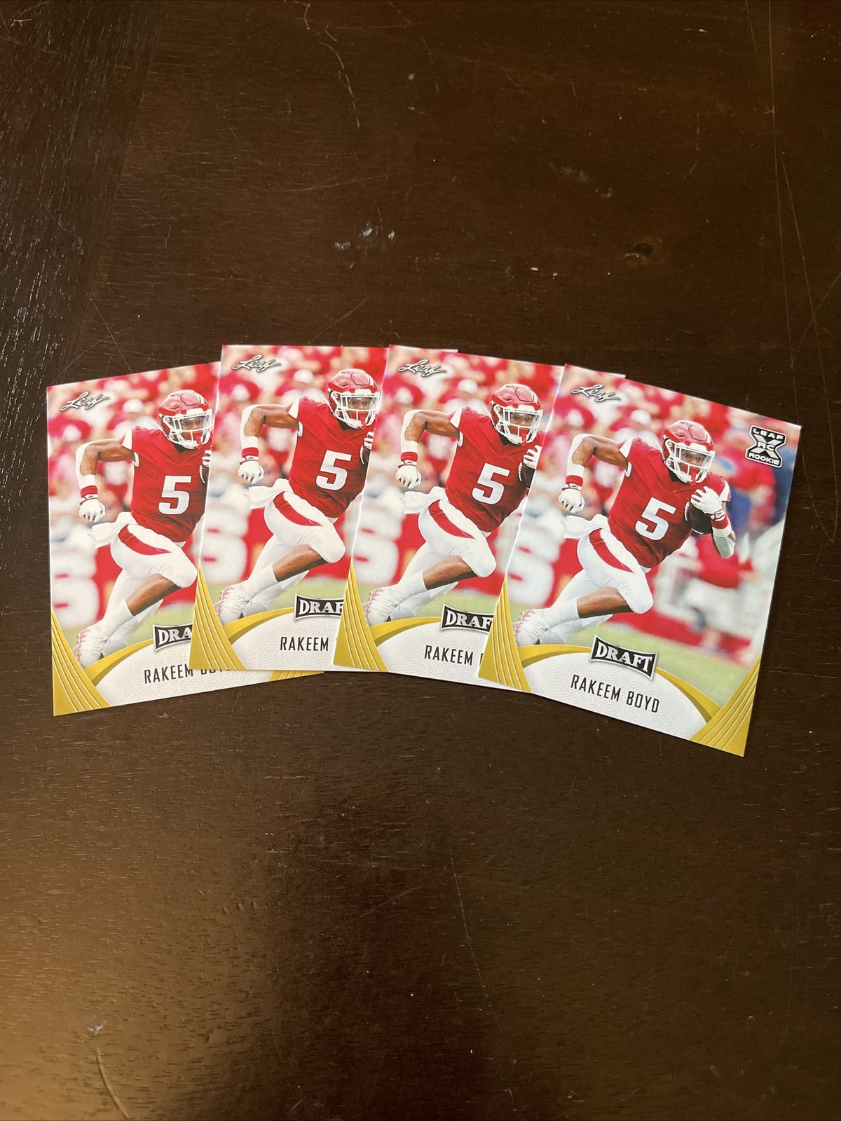 Lot Of 4 RAKEEM BOYD ROOKIE 2021 LEAF DRAFT GOLD ARKANSAS #22