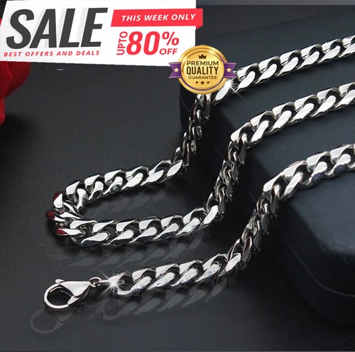 Cadena de plata 60 cm de espesor acero inoxidable cadena de plata cadena blindada mujer hombre collar - Imagen 6 de 14