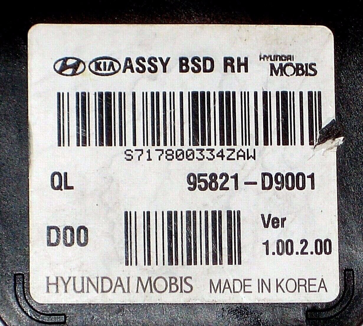 20172019 Kia Sportage RH Side Blind Spot Radar Detection Sensor