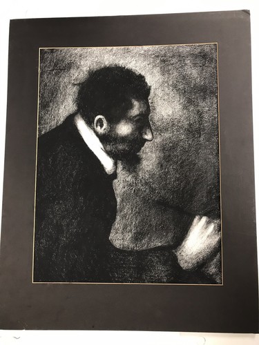 AUSGESTELLTER BLEISTIFT KOHLE PORTRAIT ORIGINAL ZEICHNUNG MYSTERY KÜNSTLER MATTIERT - Bild 8 von 9