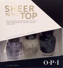 OPI SHEER TO THE TOP TRIO POLISH GIFT SET~TOP COAT/MATTE TOP COAT/SO ELEGANT NIB