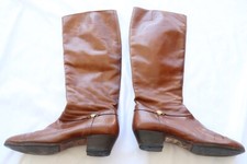 Salvatore Ferragamo Vintage Brown Leather Riding Boots Zip Sz 6B