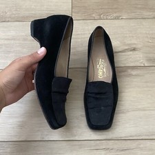 SALVATORE FERRAGAMO Vintage Suede Leather Square Toe Low Heels Size 5b