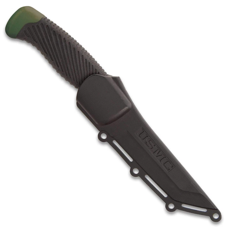 USMC Tactical Tanto Knife and Sheath | 1065 Carbon Steel Fixed Blade | 9" Length - Image 2 of 4