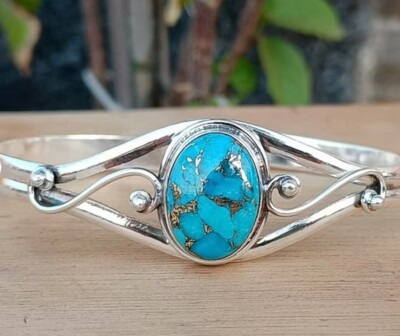Copper Turquoise Gemstone 925 Sterling Silver Handmade - Main Image