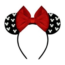 Velvet Mouse Ears Hair Bow Headband with Pearls Party Decoration Fashion Head...