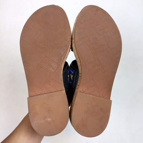 Sam Edelman Black Blue Nala Zipper Striped Slingback Platform Sandals Leather 8M - Picture 7 of 9