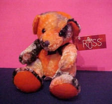 Russ Berrie Plush Teddy Bear Trixster Halloween Black Orange Tie Dye