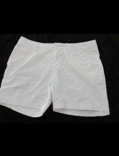 Women's Eddie Bauer Chino Shorts White Mid Rise Size 8 100% Cotton EUC
