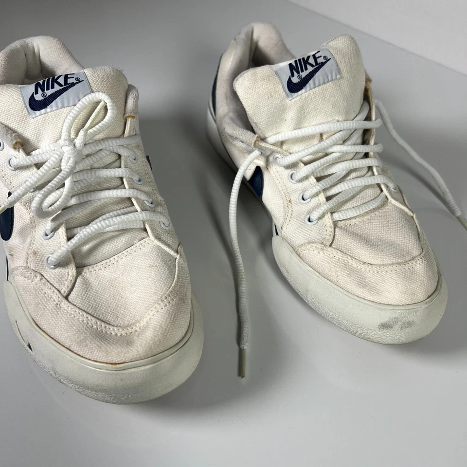 Винтажный Nike 305685-142 белый холст темно-синий логотип Swoosh туфли молодежи 5,5 - Изображение 2 из 4