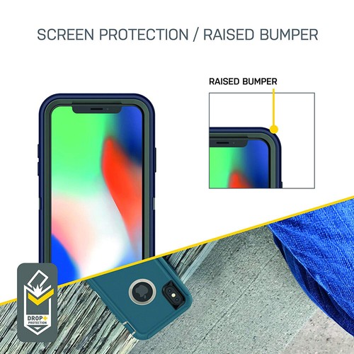 For iPhone X XS XR 11 12 13 14 15 Pro Defender Case Shockproof Cover Belt Clip - 第 10/31 張圖片