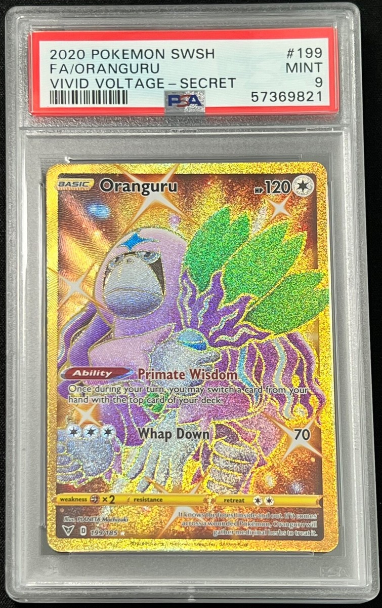 2020 Pokmon SWSH Vivid Voltage Oranguru #199 Gold Secret Rare Full Art PSA  9