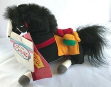 Disney Store Mulan Movie Khan Black Horse stuffed animal plush Bean Bag 5" X 7"