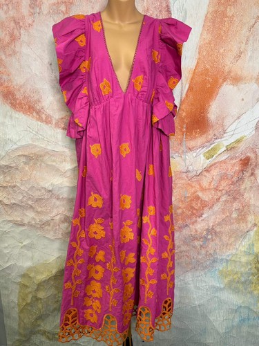 By Anthropologie V-Neck Ruffled Sleeve Babydoll Dress Size 14 - 第 5/7 張圖片