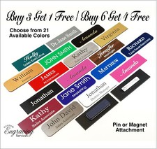 1X3 EMPLOYEE PERSONALIZED NAME TAG BADGE PIN CUSTOMIZED IDENTIFICATION ENGRAVED