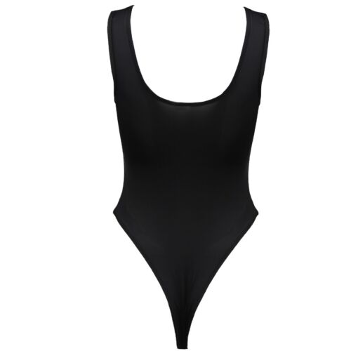 UK Women One Piece Monokini Swimwear Sheer Mesh Halter Backless High Cut Leotard - Picture 55 of 76