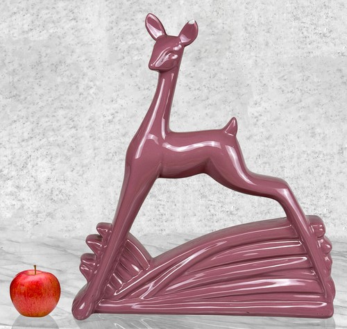 Mid-Century Art Deco Pink Porcelain Deer Sculpture by Haeger - 18" - Picture 2 of 12