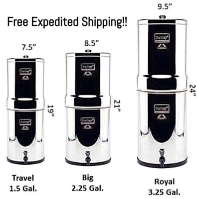 Choose Travel, Big, Or Royal Berkey W/2 Black Water Filters NEW