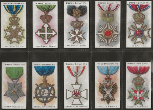 TADDY-FULL SET- ORDERS OF CHIVALRY 1911 (1ST SERIES 25 CARDS) ALL SCANNED - Picture 4 of 7