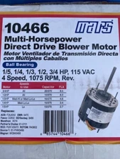 Mars 10466 1/5 to 3/4 Multi-HP 115V Direct-Drive Furnace Blower Motor (NEW)