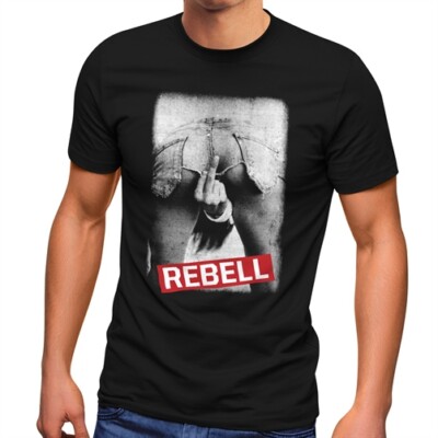 Herren T-Shirt Rebell Mittelfinger Hintern Arsch Fuck you Fotoprint Fashion