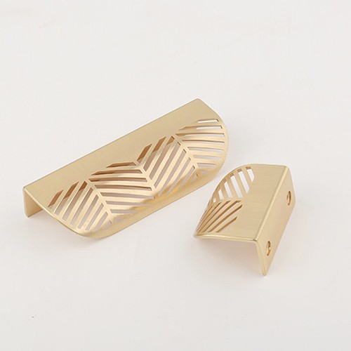 Invisable Furniture Drawer Cabinet Handle Knob Leaf Shape Pull Door Gold Grey - Picture 9 of 16