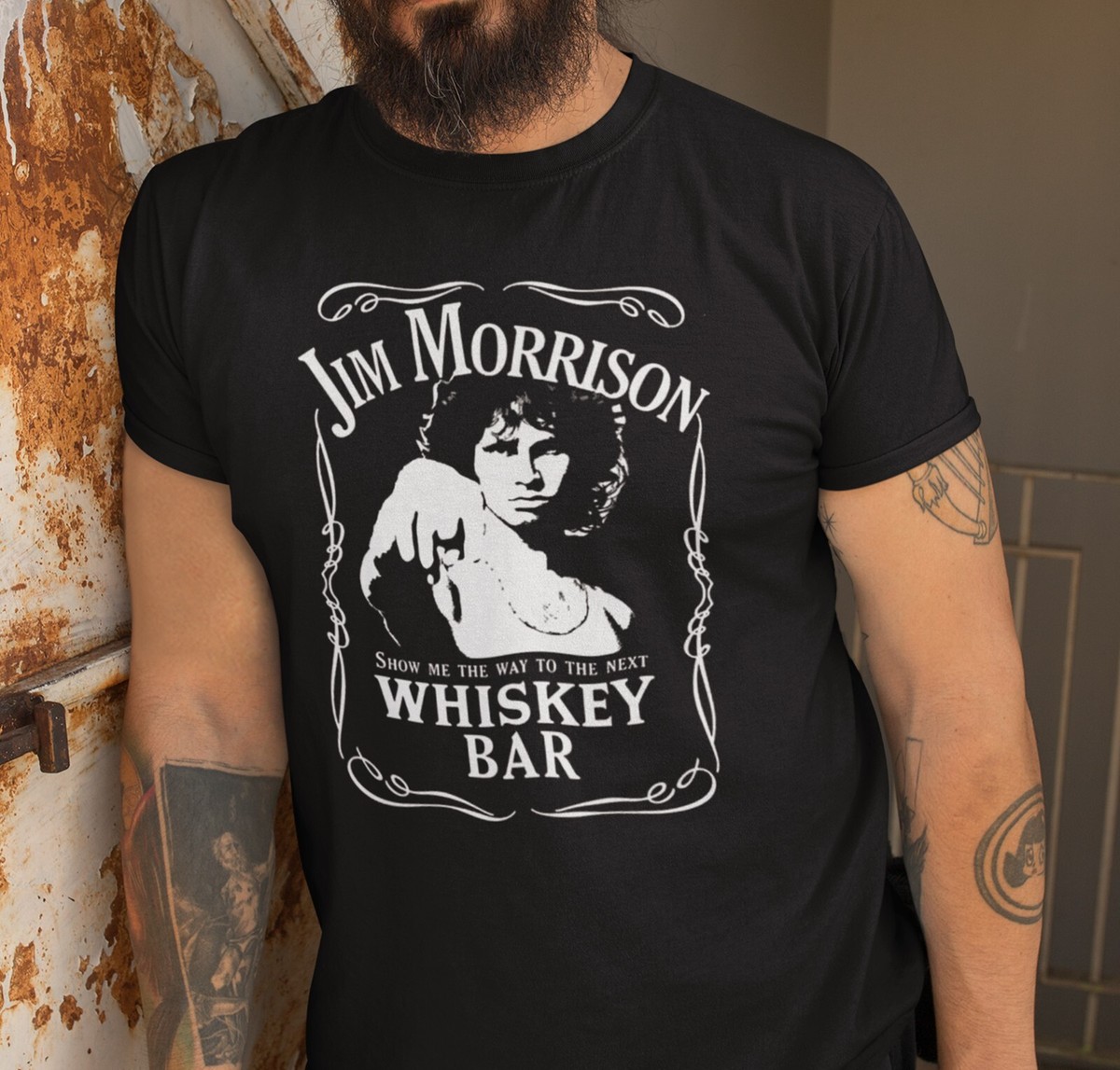 ​90s NIRI 企業物Tシャツ 三軒茶屋THREE購入 XL相当 ボックス The Doors Shirt Jim Morrison Shirt Whiskey Bar Rock Band Shirt