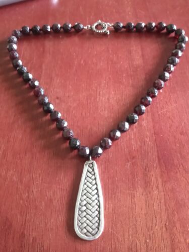 Vintage Beaded Sterling Silver Pendant Necklace - Picture 10 of 10