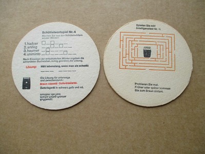 2 alte Bierdeckel Löwenbräu Hof mit Werbung für Braun ...