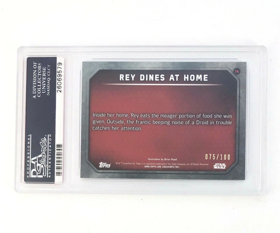 2015 Topps Star Wars Force Awakens Series 1 GOLD Parallel Rey Dines at Home #74 - Image 2 of 4