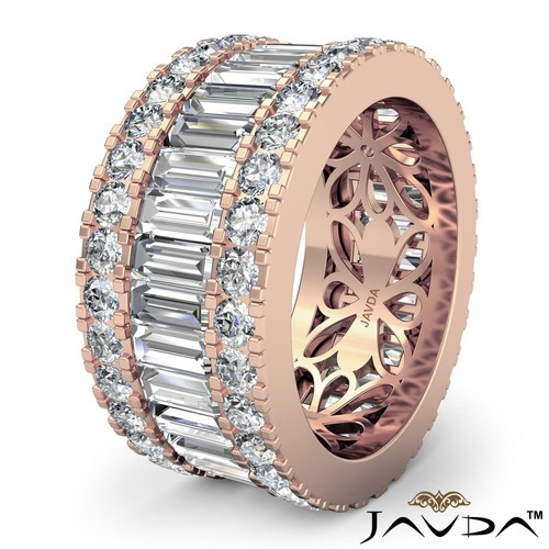 Runder Diamant Damen Baguette Ewigkeit Ehering 14 Karat Weißgold 5,7 kt - Bild 13 von 30