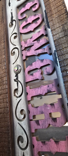RUSTIC WESTERN COWGIRL WOODEN MIRROR STUDDED WALL SIGN PLAQUE 24.5" X 8" - Picture 9 of 9