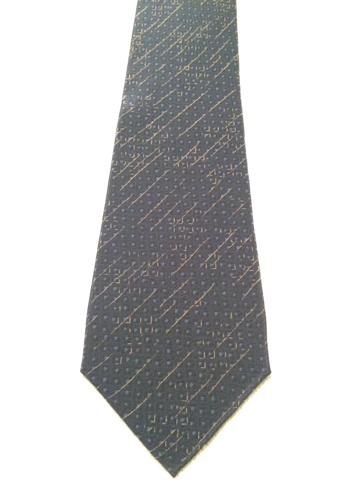 CORBATA HOMBRE EMANUEL UNGARO 3,25 X 57 NEGRA CON RAYAS AZULES Y DORADAS Foto 2 de 4