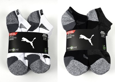 PUMA Men's Low Cut Sport Cushion Socks 12 Pairs, Fit Men's Shoe Size 6-12