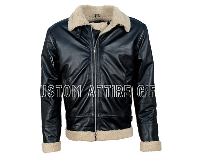 Men Leather Bomber Jacket, Flying Jacket, Black Jacket, Real Sheepskin Jacket