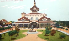 PRE 1920s COLOR POSTCARD SAN ANTONIO TEXAS MARKET HOUSE PARK FOUNTAIN UNPOSTED