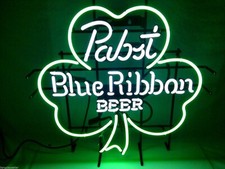Pabst Blue Ribbon Beer Clover 20"x16" Neon Sign Lamp Light Party Bar Club EY