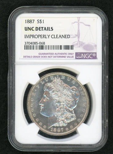 1887 Morgan Dollar NGC UNC Details Imp. Cleaned