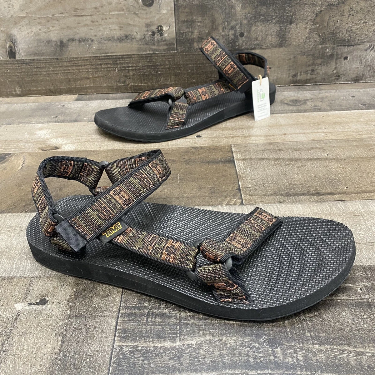 Teva Mens Double Strap Slingback Sandals black multicolor Size 12