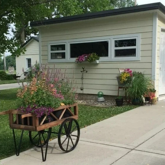 Flor Jardín Carro Maceta Madera Metal Rústico Casa de Campo Expositor Rodante Foto 2 de 4