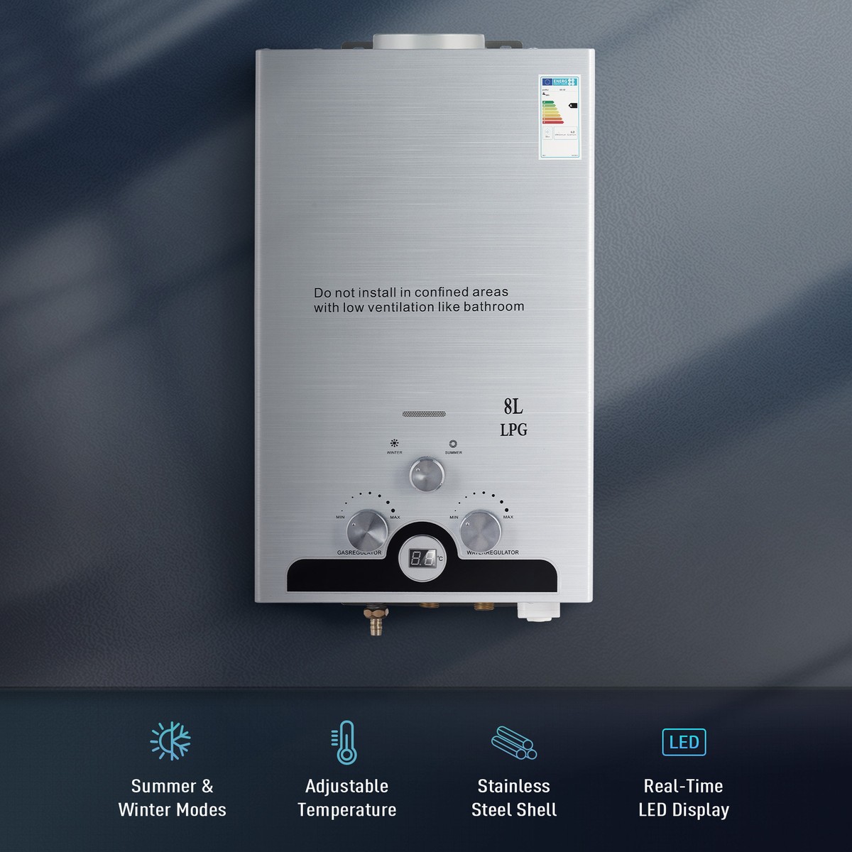 その他 water heater new LPG CO-Z 12L LPG Water Heater with Winter & Summer Modes, 20.4kW