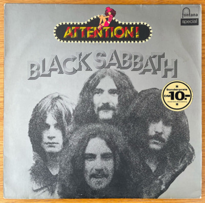 BLACK SABBATH - ATTENTION ! 1st German Fontana Press 1972 LP VG+