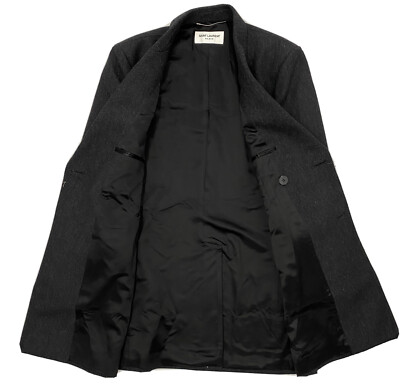 $3,590 Saint Laurent Dark Gray Wool Coat Size XL, EU 54 Made in
