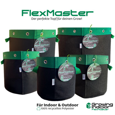 FlexMaster  Grow Bag 11 57L Stofftopf mit LST-Ösen, Fabric Pot Root Pouch